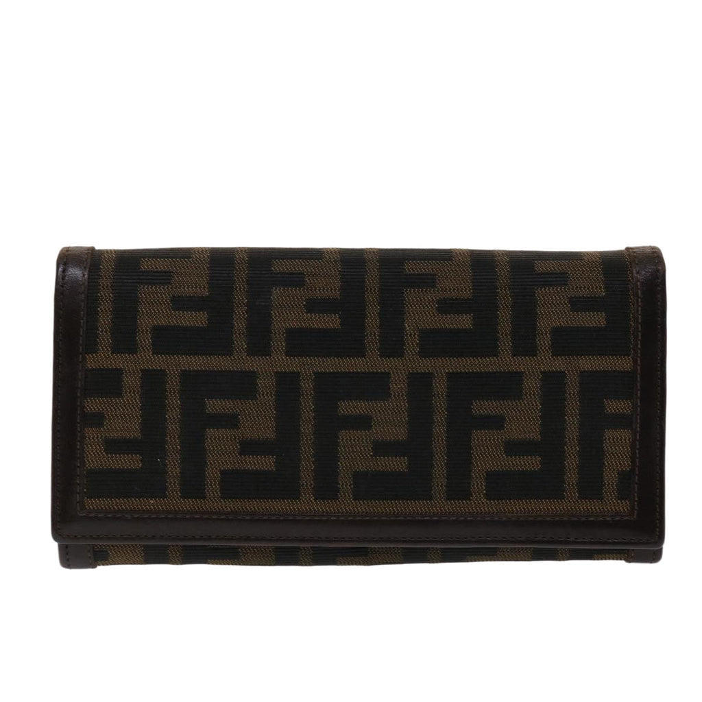 FENDI Zucca Canvas Long Wallet Black Brown ac2048