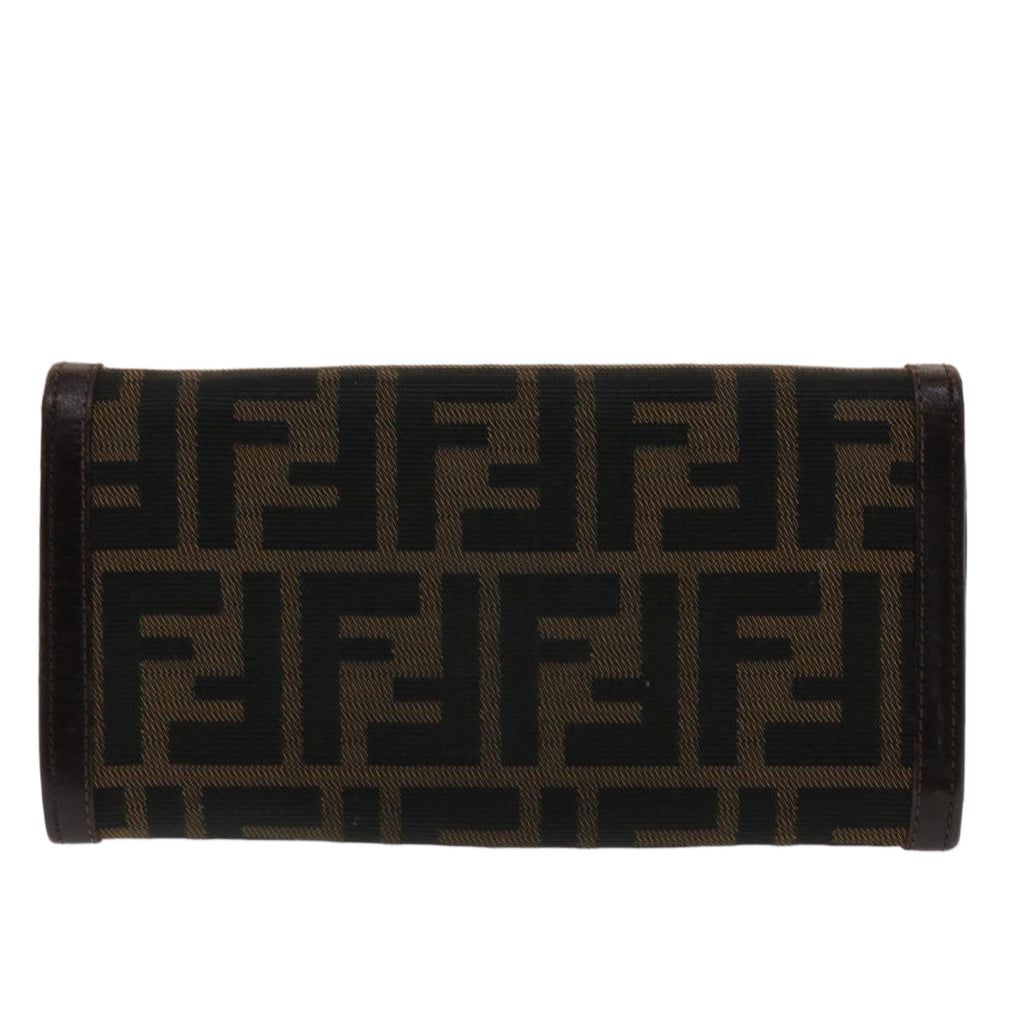 FENDI Zucca Canvas Long Wallet Black Brown ac2048