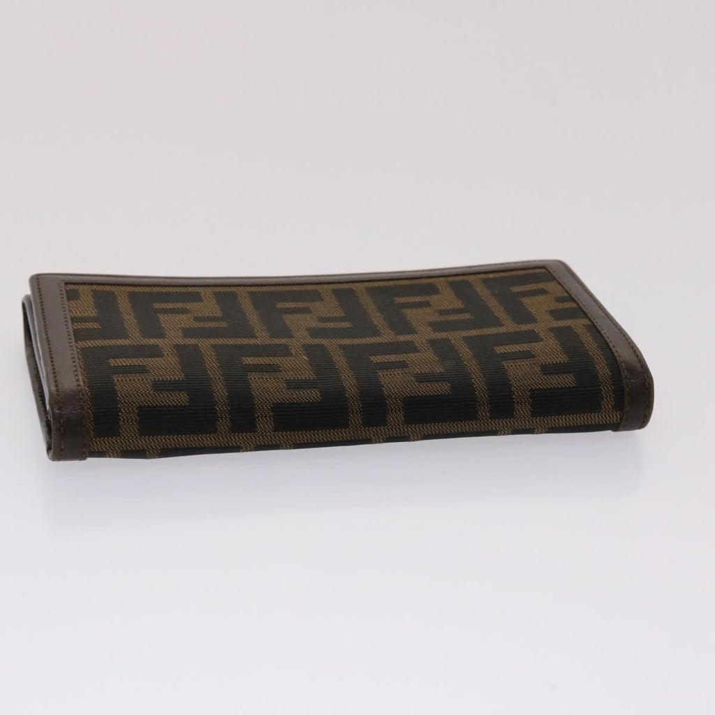 FENDI Zucca Canvas Long Wallet Black Brown ac2048