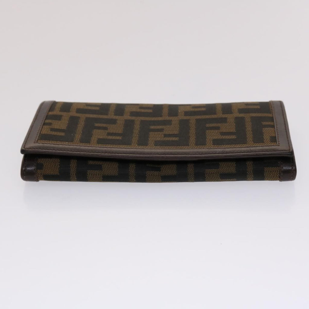 FENDI Zucca Canvas Long Wallet Black Brown ac2048