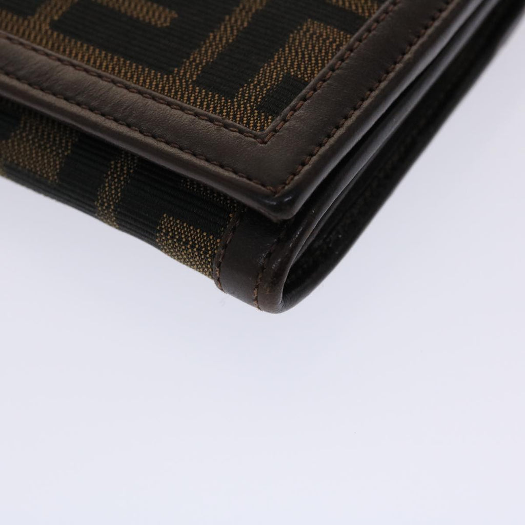 FENDI Zucca Canvas Long Wallet Black Brown ac2048