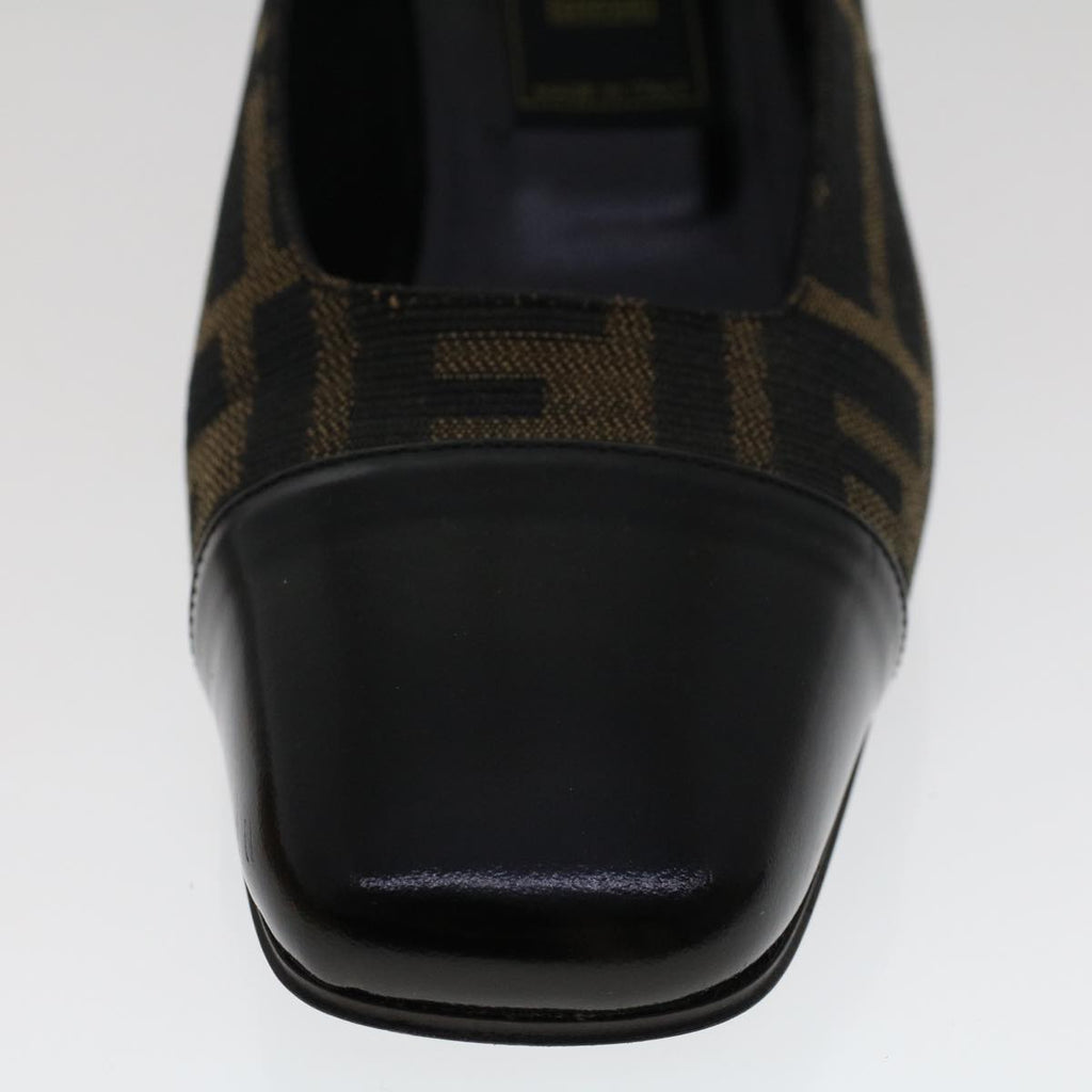 FENDI Zucca Canvas Pumps High Heels 34.5 Brown Black ac2059