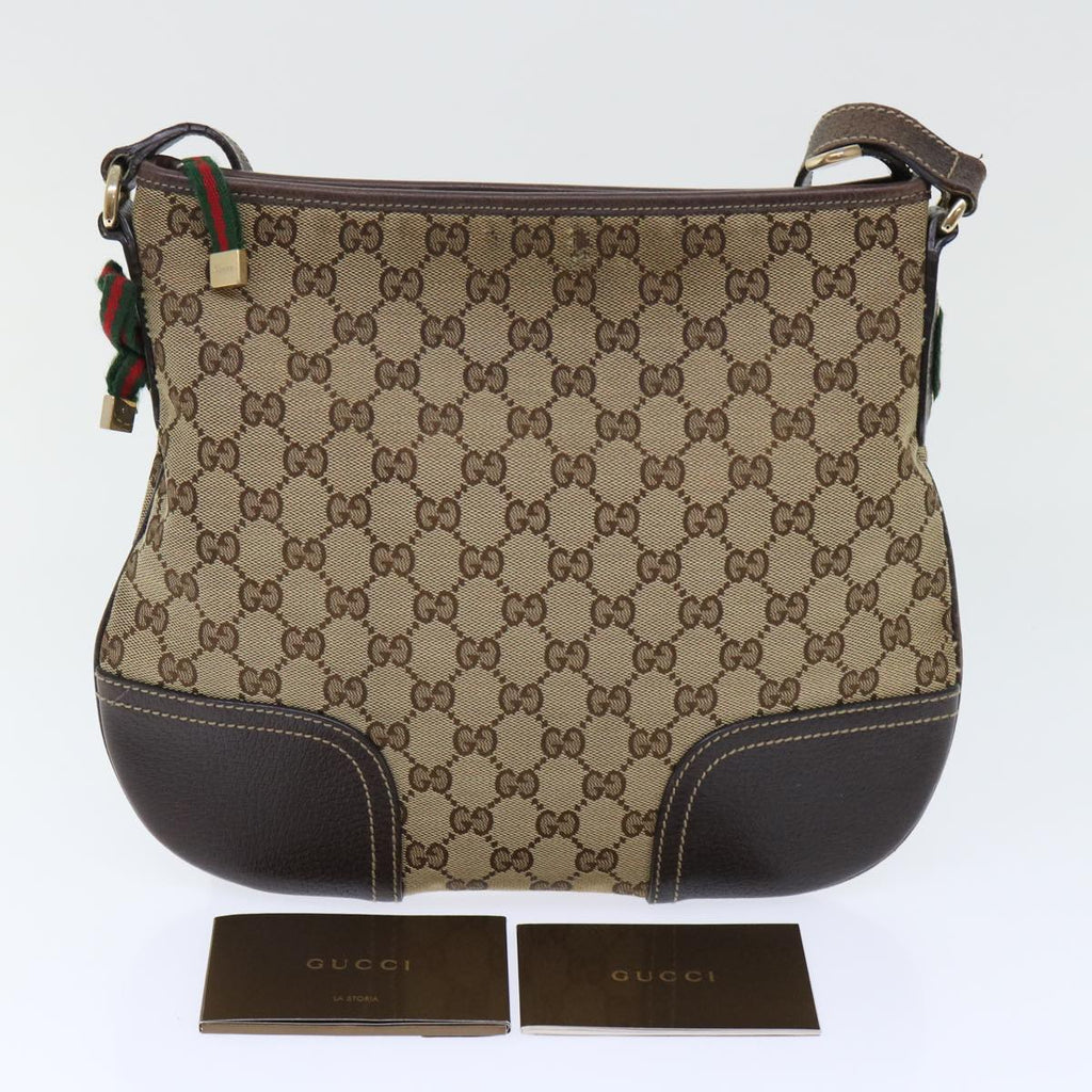 GUCCI GG Canvas Web Sherry Line Shoulder Bag Beige Red Green 204939 ac2072