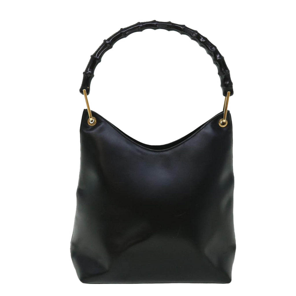 GUCCI Bamboo Shoulder Bag Leather Black 001.3007.001274 ac2080