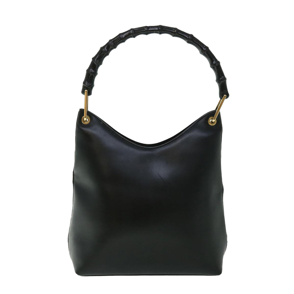 GUCCI Bamboo Shoulder Bag Leather Black 001.3007.001274 ac2080