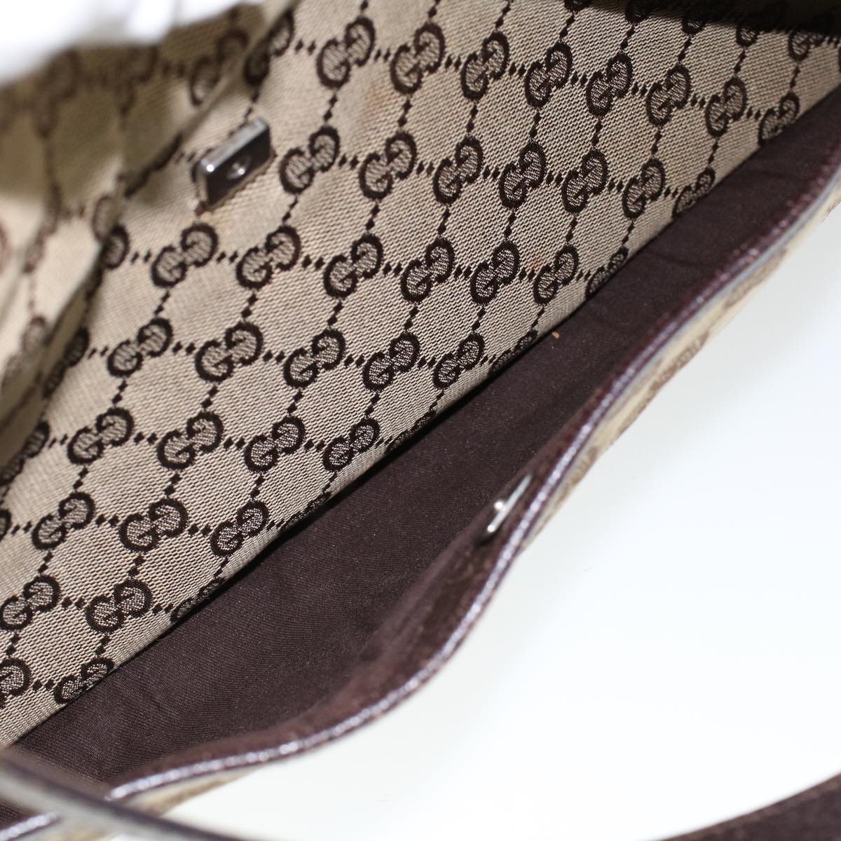 GUCCI GG Canvas Hand Bag Canvas Leather Beige Brown 121023 ac2176