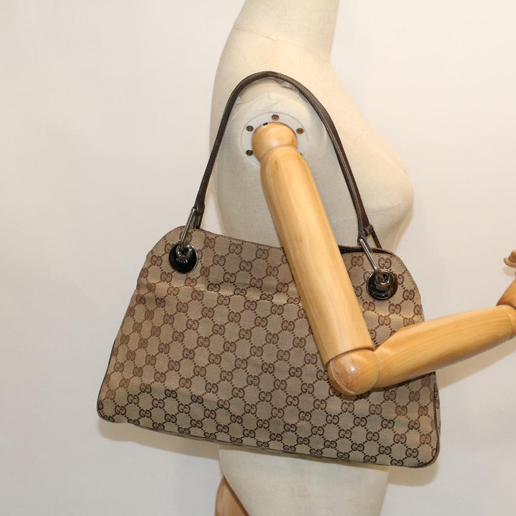 GUCCI GG Canvas Hand Bag Canvas Leather Beige Brown 121023 ac2176
