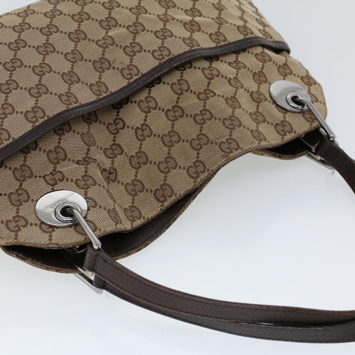 GUCCI GG Canvas Hand Bag Canvas Leather Beige Brown 121023 ac2176