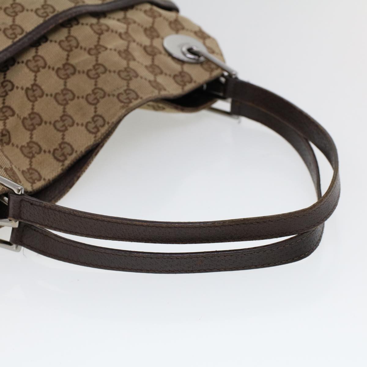 GUCCI GG Canvas Hand Bag Canvas Leather Beige Brown 121023 ac2176