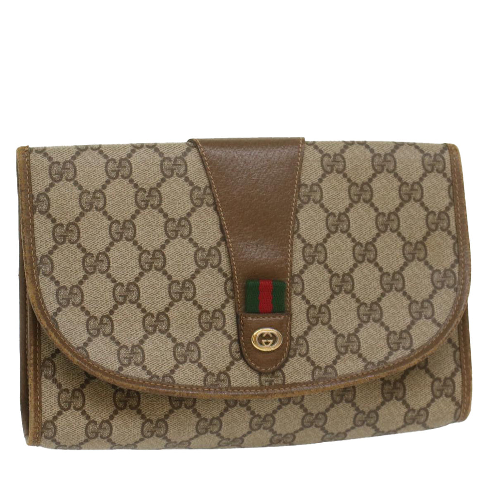 GUCCI GG Supreme Web Sherry Line Clutch Bag Beige Red 89 01 030 ac2277