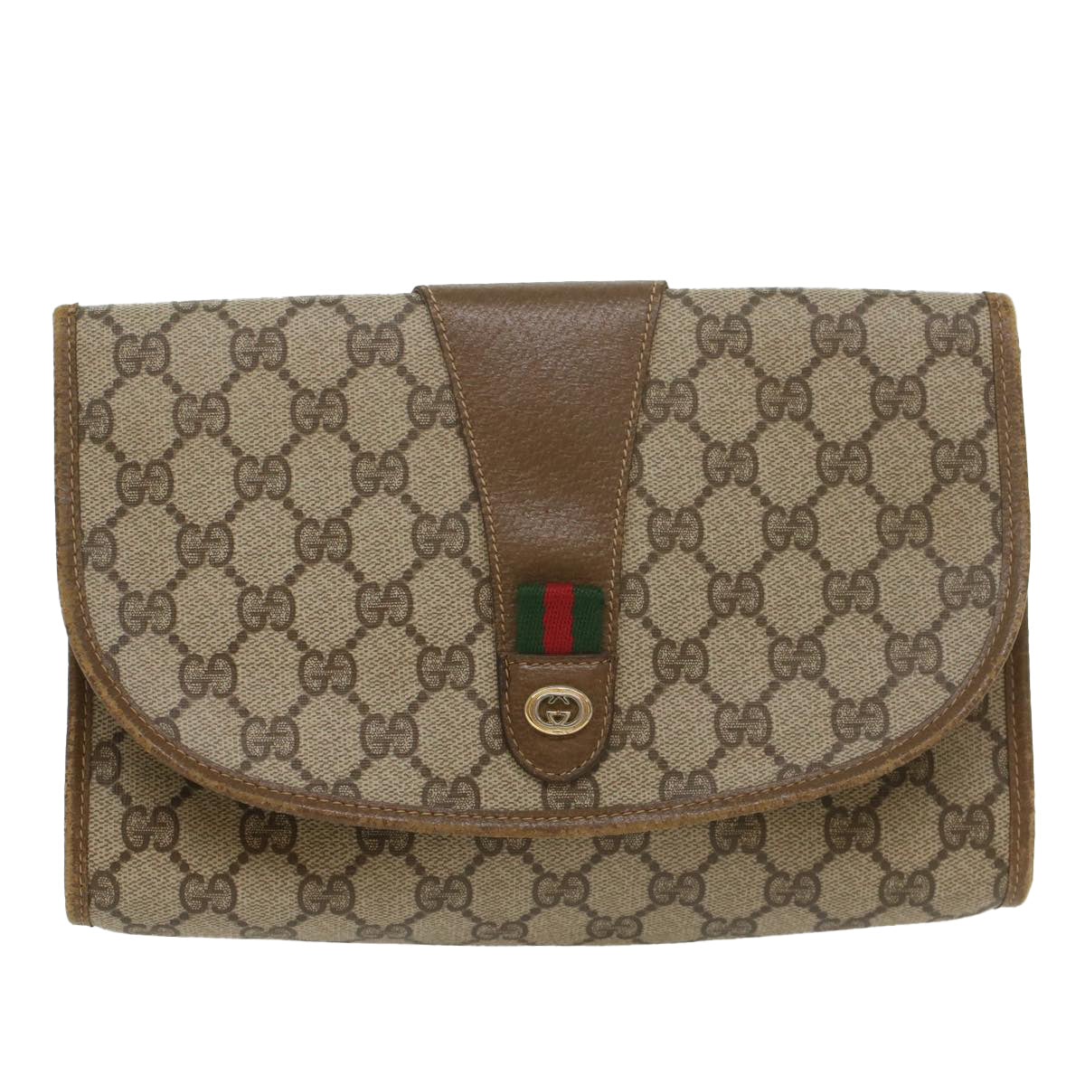 GUCCI GG Supreme Web Sherry Line Clutch Bag Beige Red 89 01 030 ac2277