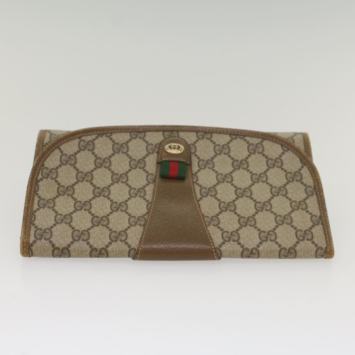 GUCCI GG Supreme Web Sherry Line Clutch Bag Beige Red 89 01 030 ac2277