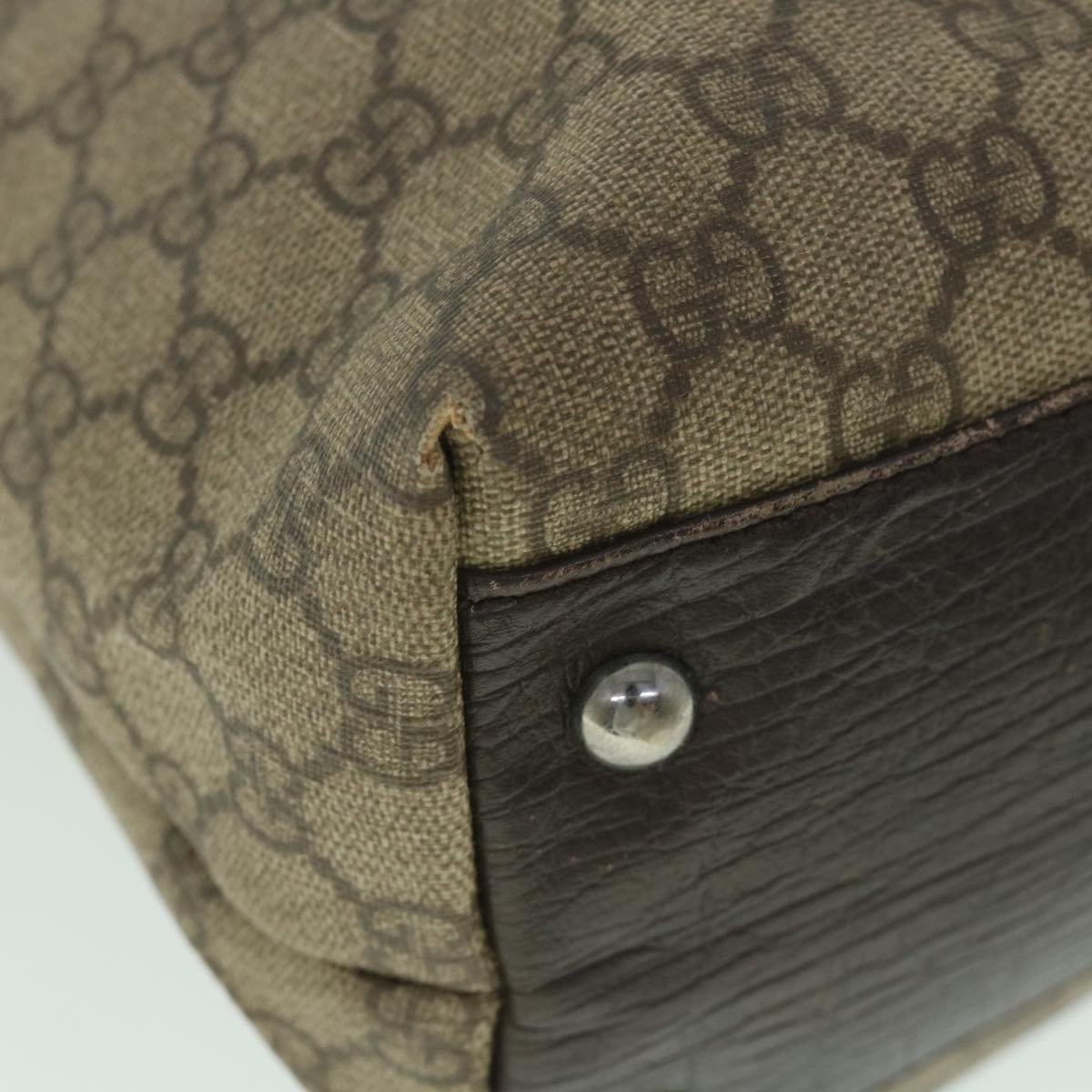 GUCCI GG Supreme Tote Bag PVC Leather Beige 131220 ac2292