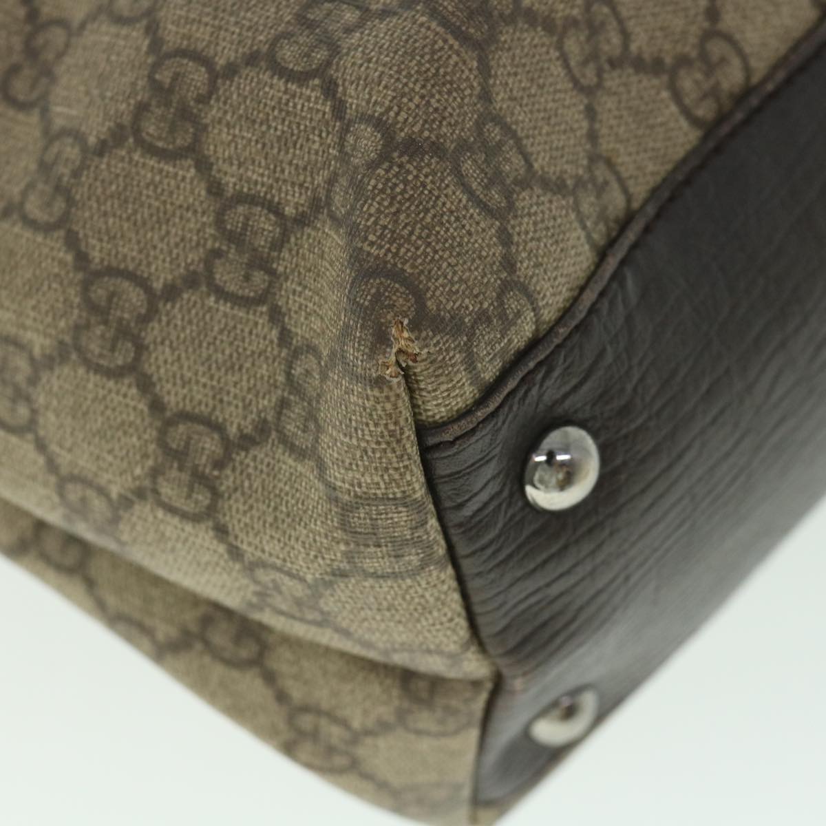 GUCCI GG Supreme Tote Bag PVC Leather Beige 131220 ac2292