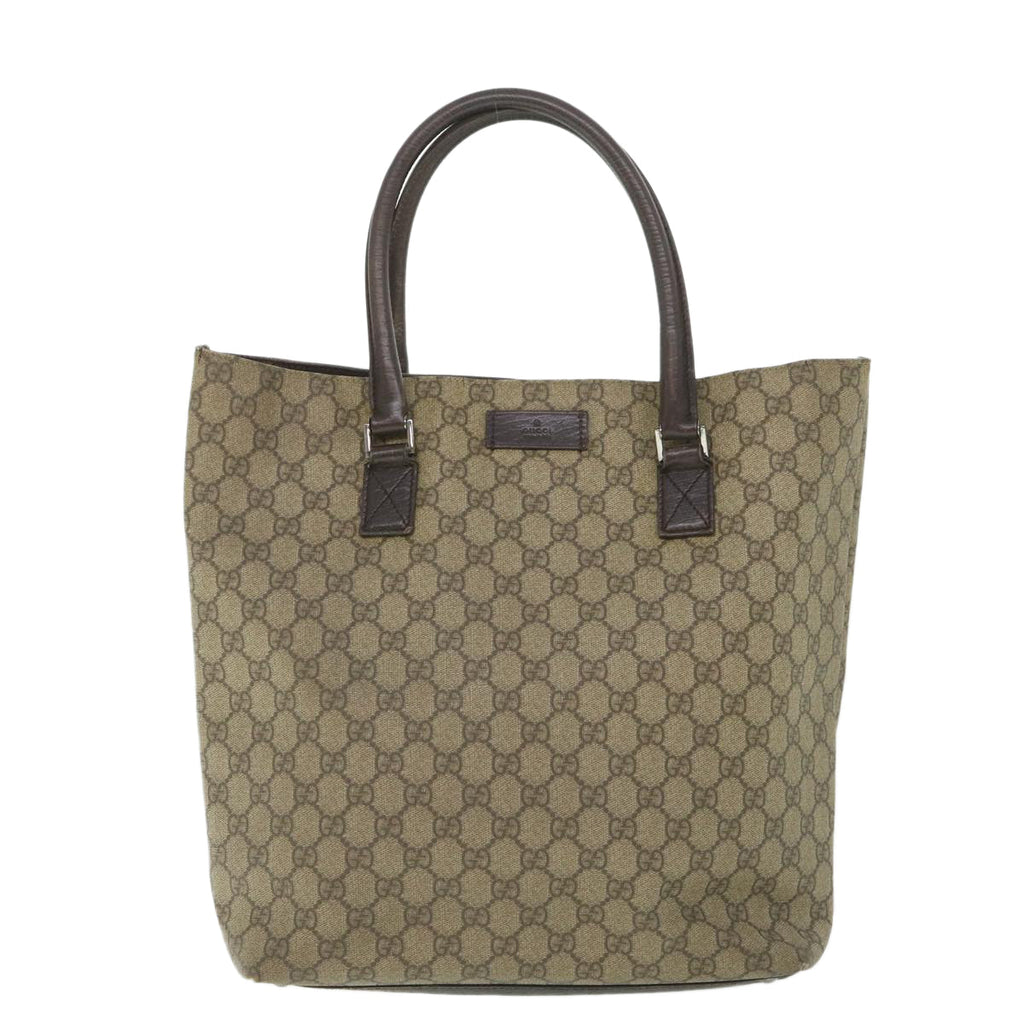 GUCCI GG Supreme Tote Bag PVC Leather Beige 131220 ac2292