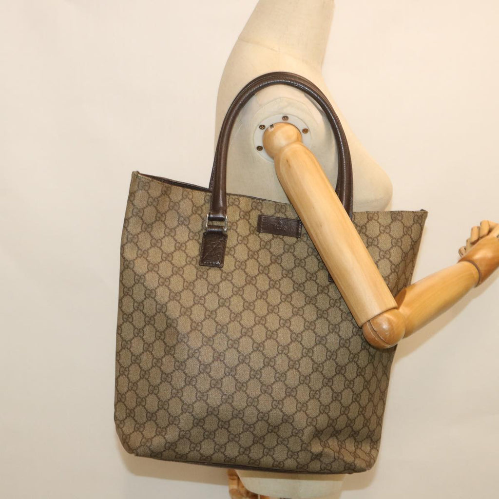GUCCI GG Supreme Tote Bag PVC Leather Beige 131220 ac2292