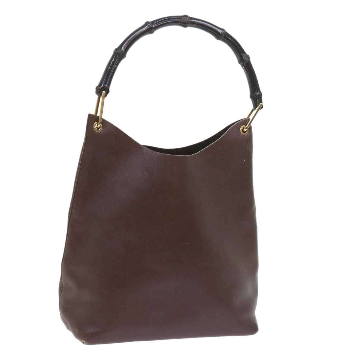 GUCCI Bamboo Shoulder Bag Leather Brown ac2294