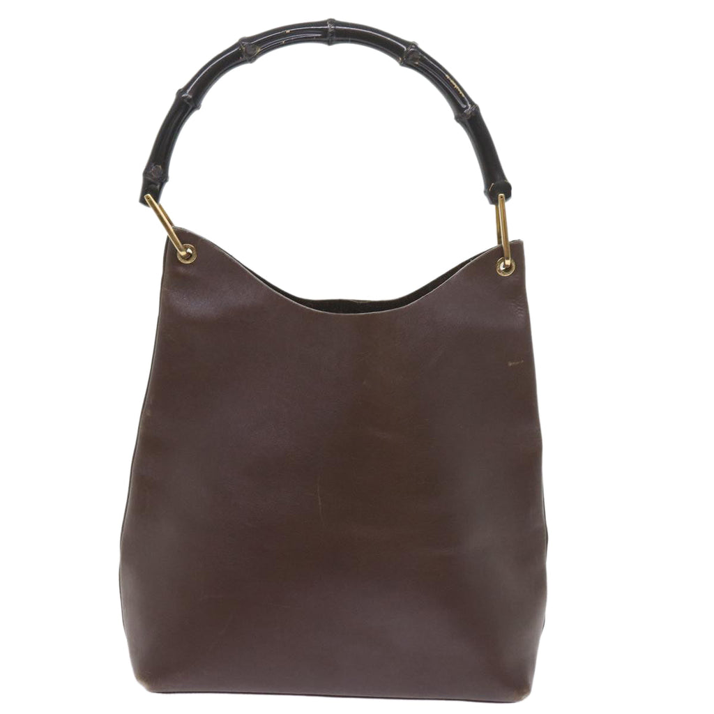GUCCI Bamboo Shoulder Bag Leather Brown ac2294