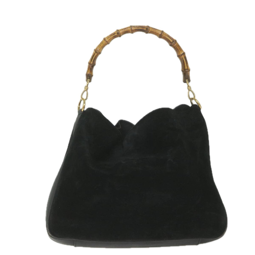GUCCI Bamboo Shoulder Bag Suede Black 0012058 1577 0 ac2295