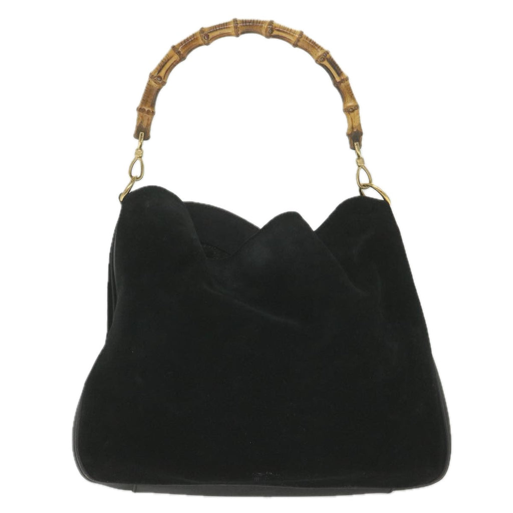 GUCCI Bamboo Shoulder Bag Suede Black 0012058 1577 0 ac2295