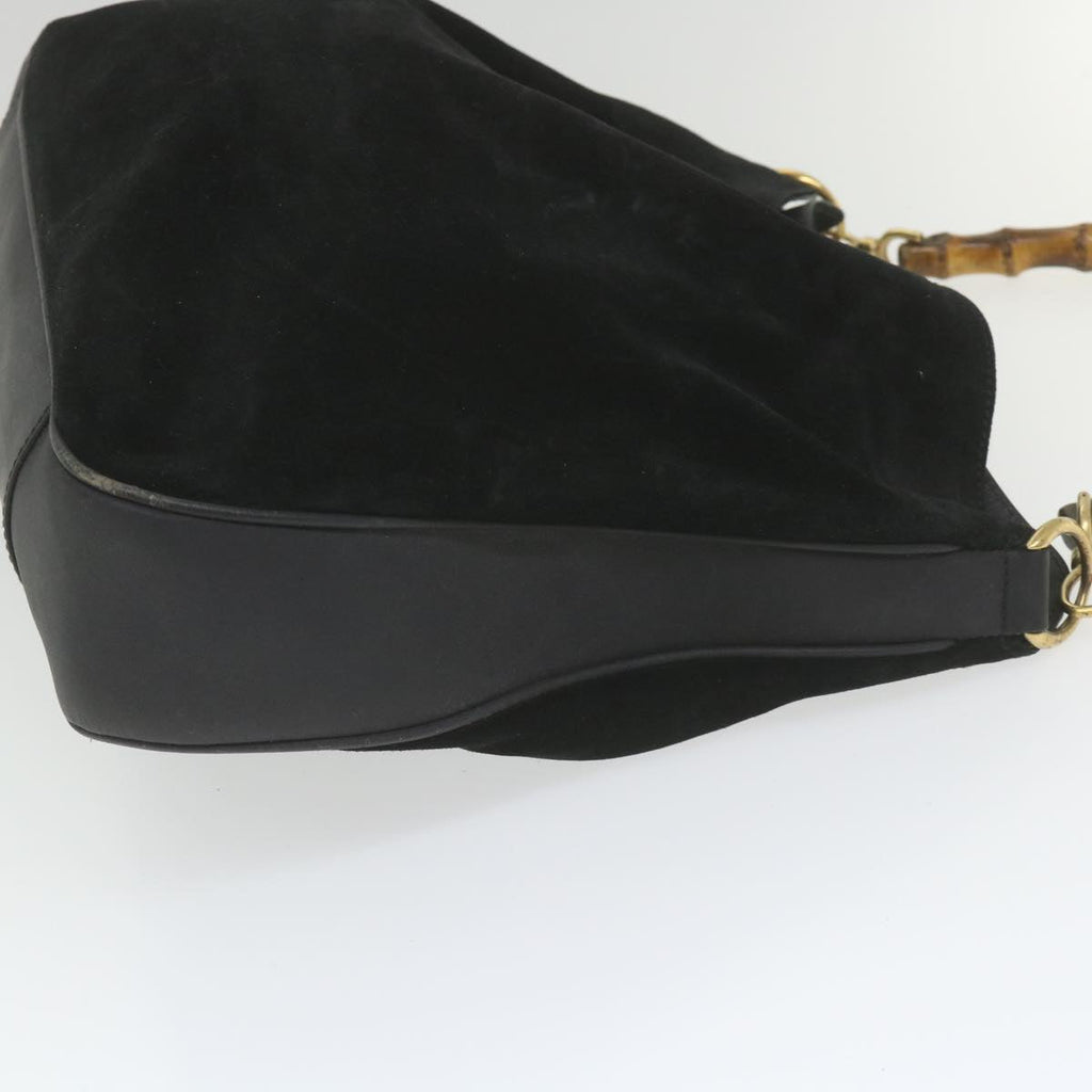 GUCCI Bamboo Shoulder Bag Suede Black 0012058 1577 0 ac2295