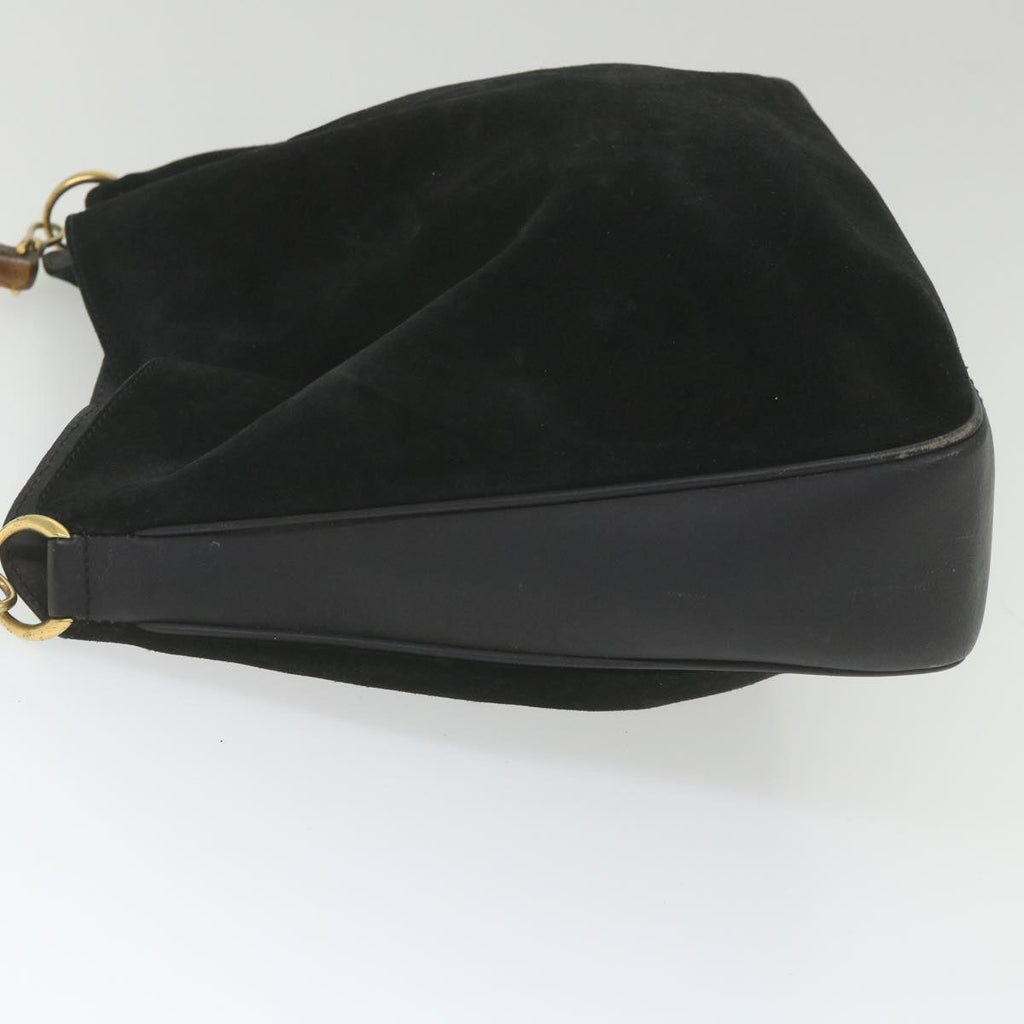GUCCI Bamboo Shoulder Bag Suede Black 0012058 1577 0 ac2295
