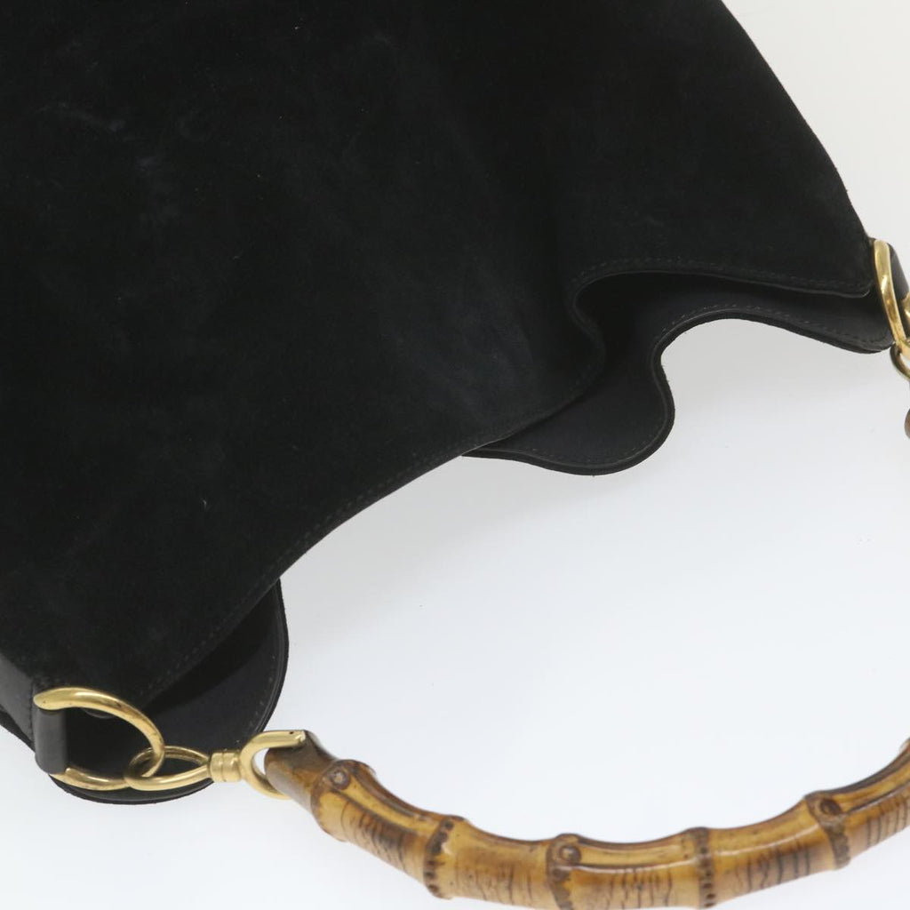 GUCCI Bamboo Shoulder Bag Suede Black 0012058 1577 0 ac2295