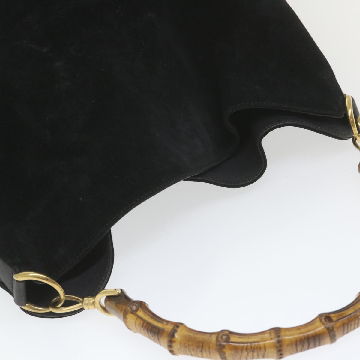 GUCCI Bamboo Shoulder Bag Suede Black 0012058 1577 0 ac2295