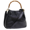 GUCCI Bamboo Shoulder Bag Leather 2way Black ac2306