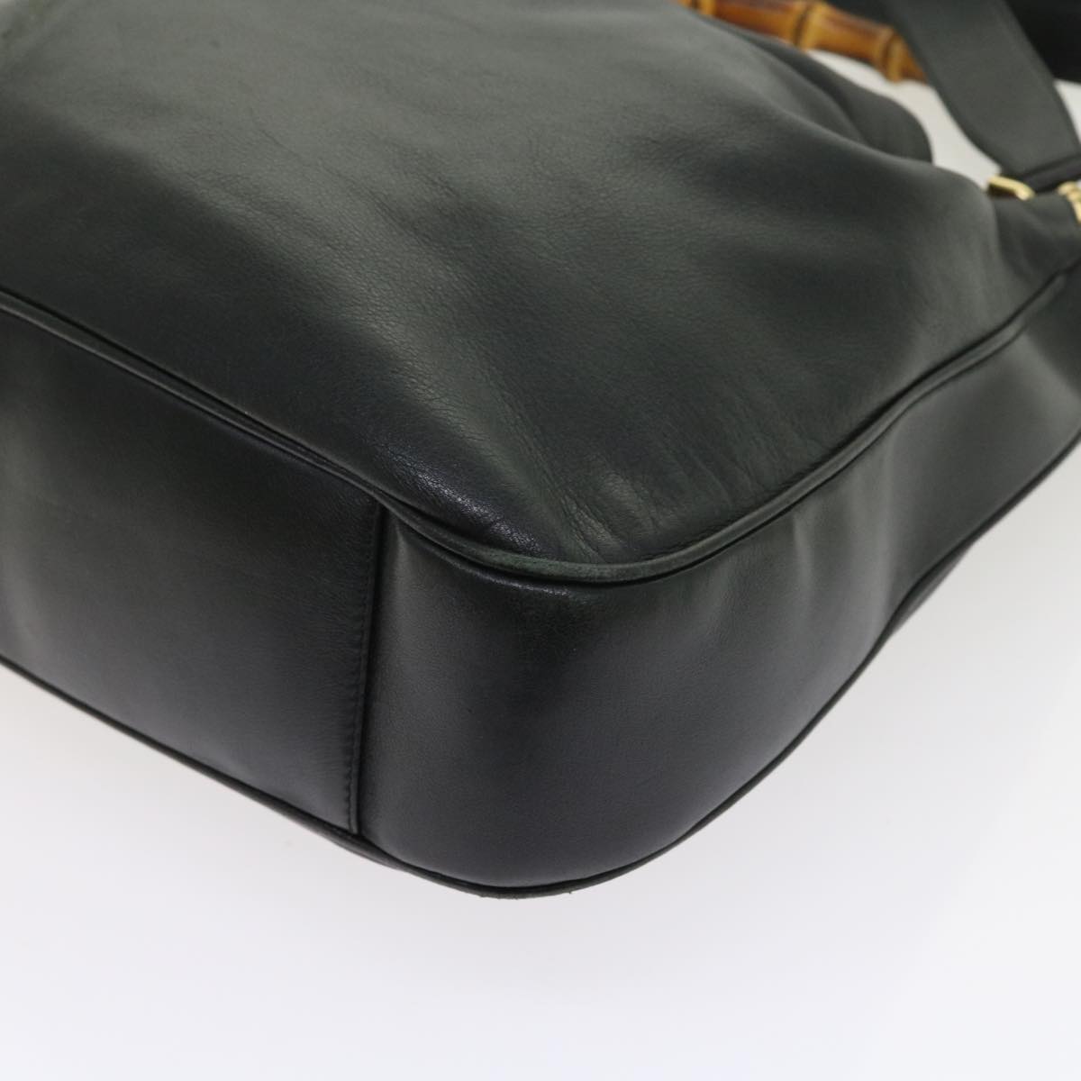 GUCCI Bamboo Shoulder Bag Leather 2way Black ac2306
