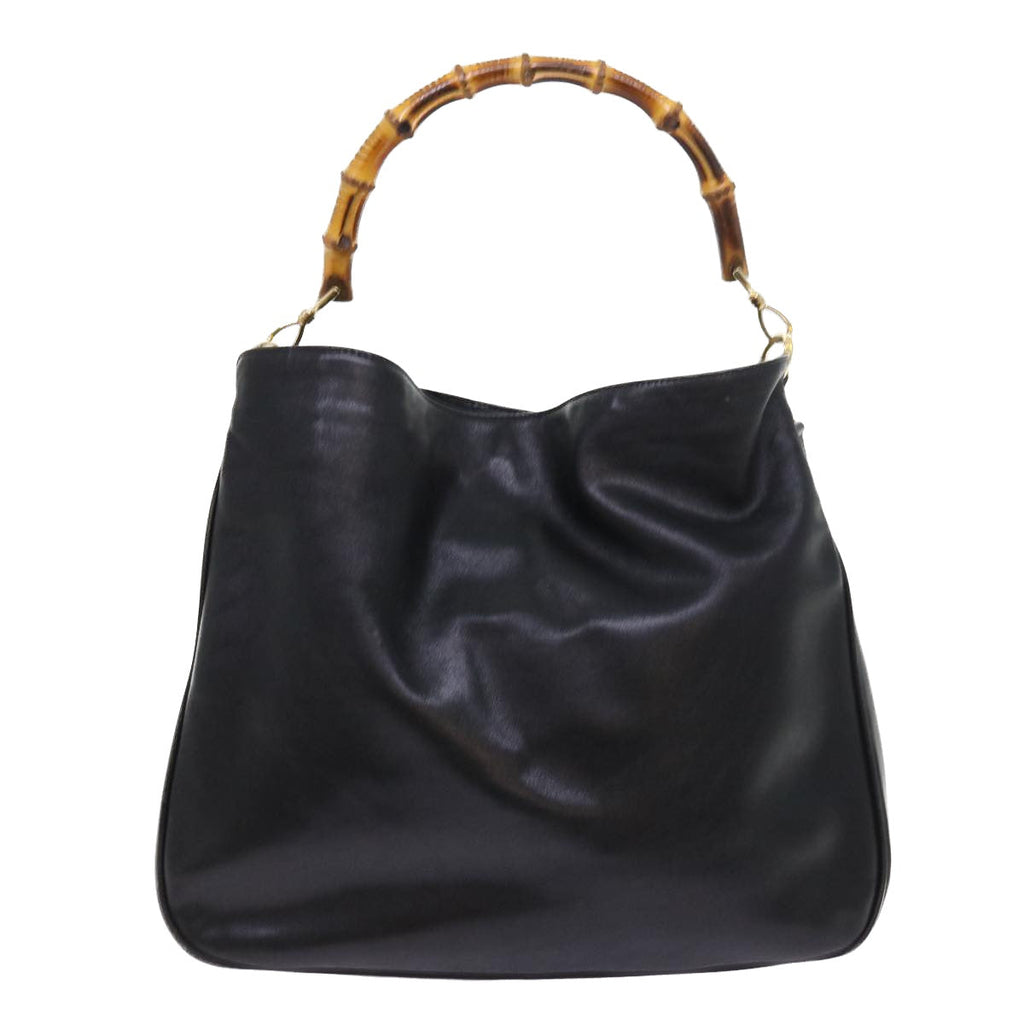 GUCCI Bamboo Shoulder Bag Leather 2way Black ac2306