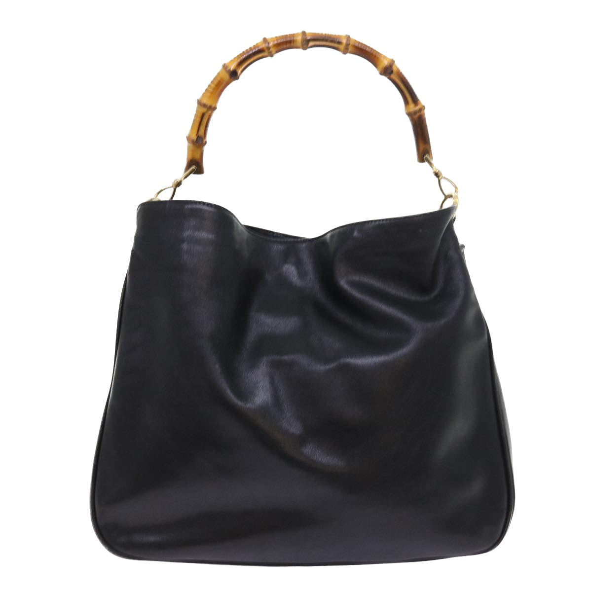 GUCCI Bamboo Shoulder Bag Leather 2way Black ac2306