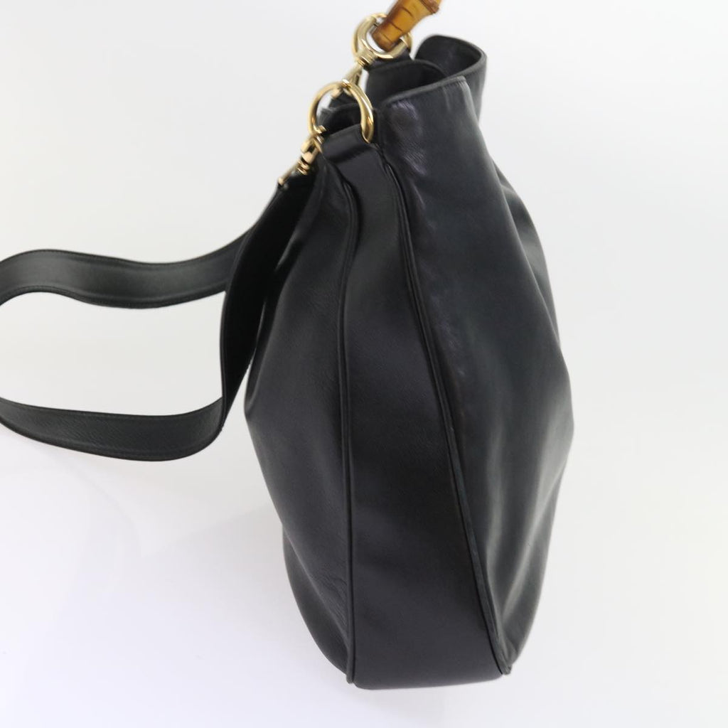 GUCCI Bamboo Shoulder Bag Leather 2way Black ac2306
