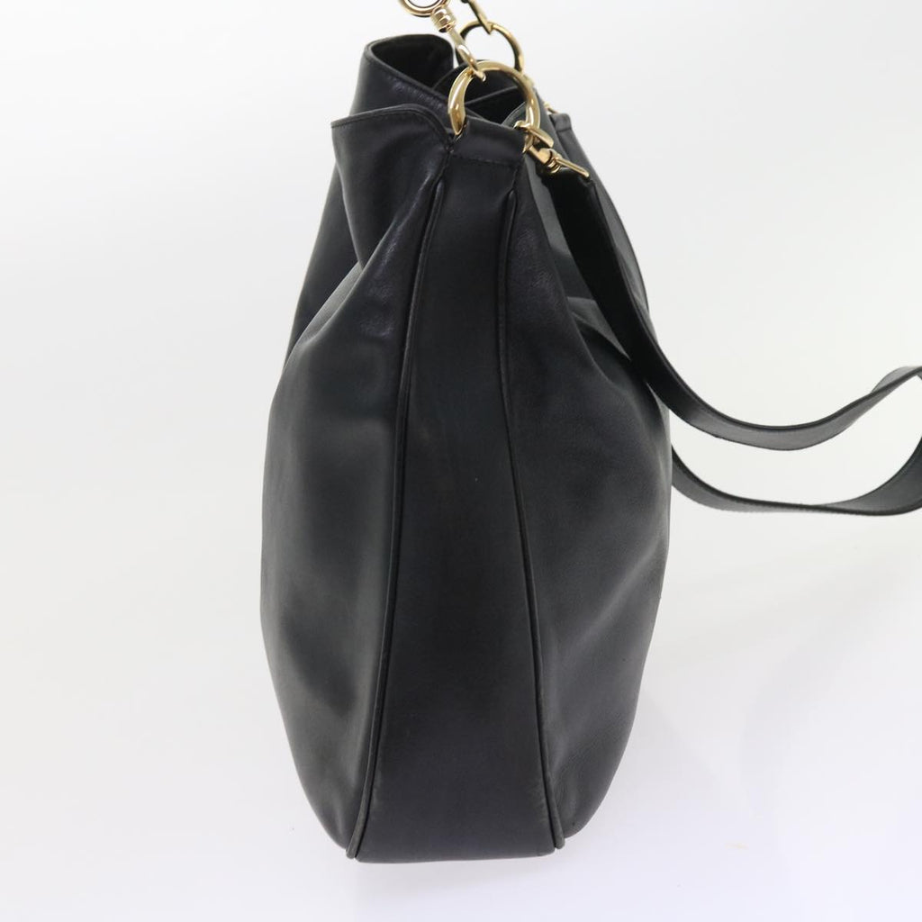 GUCCI Bamboo Shoulder Bag Leather 2way Black ac2306
