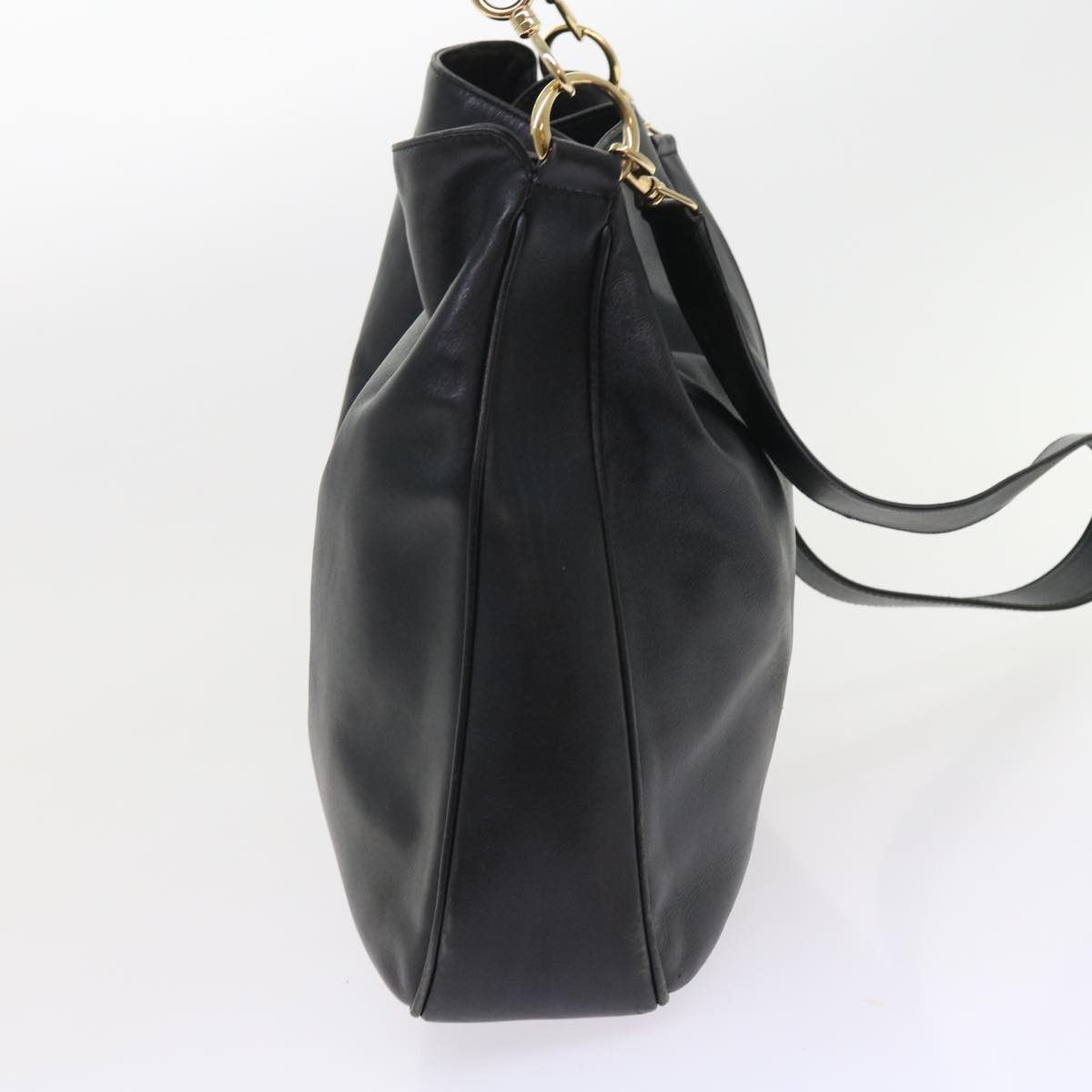 GUCCI Bamboo Shoulder Bag Leather 2way Black ac2306