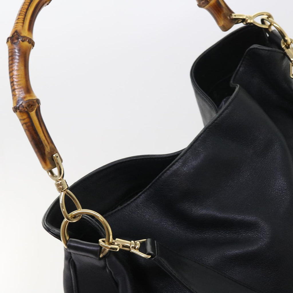 GUCCI Bamboo Shoulder Bag Leather 2way Black ac2306