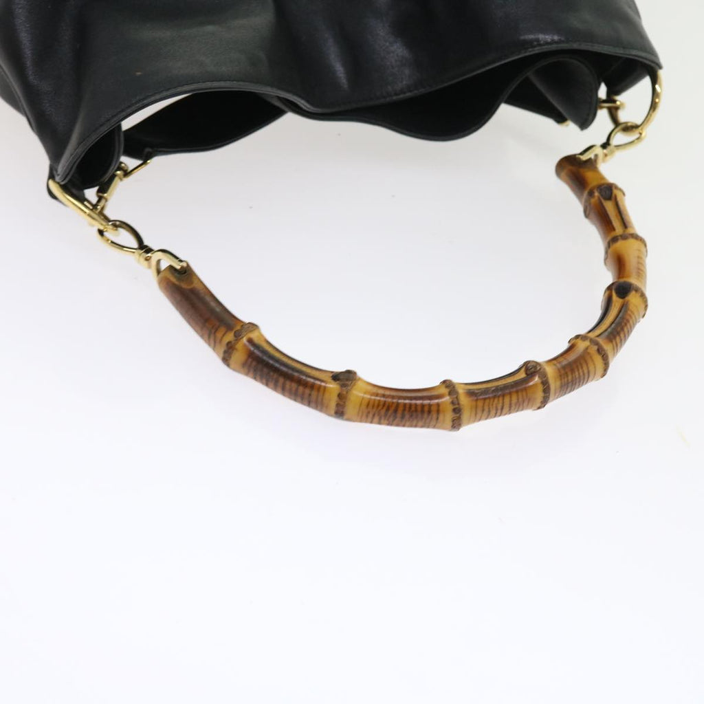 GUCCI Bamboo Shoulder Bag Leather 2way Black ac2306