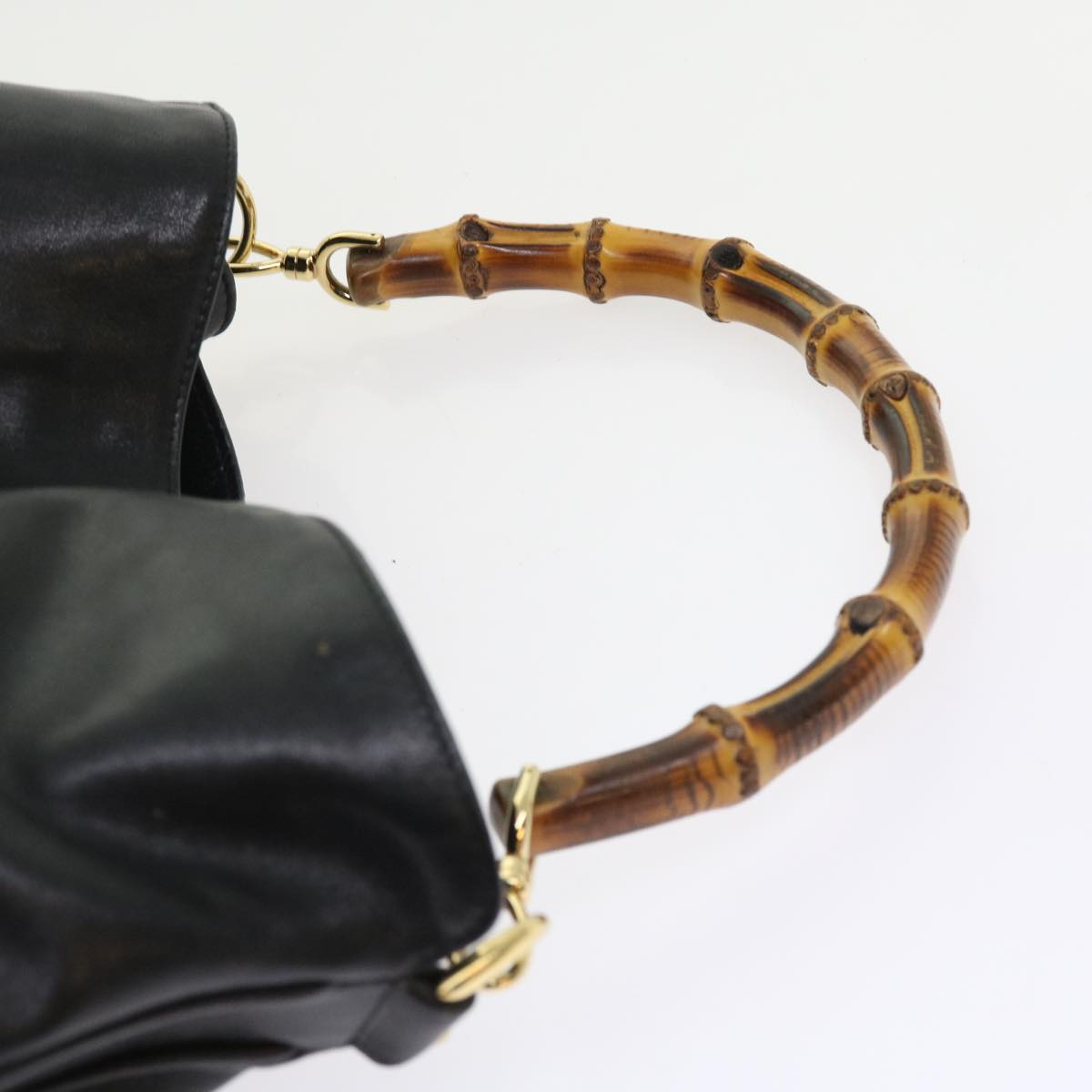 GUCCI Bamboo Shoulder Bag Leather 2way Black ac2306
