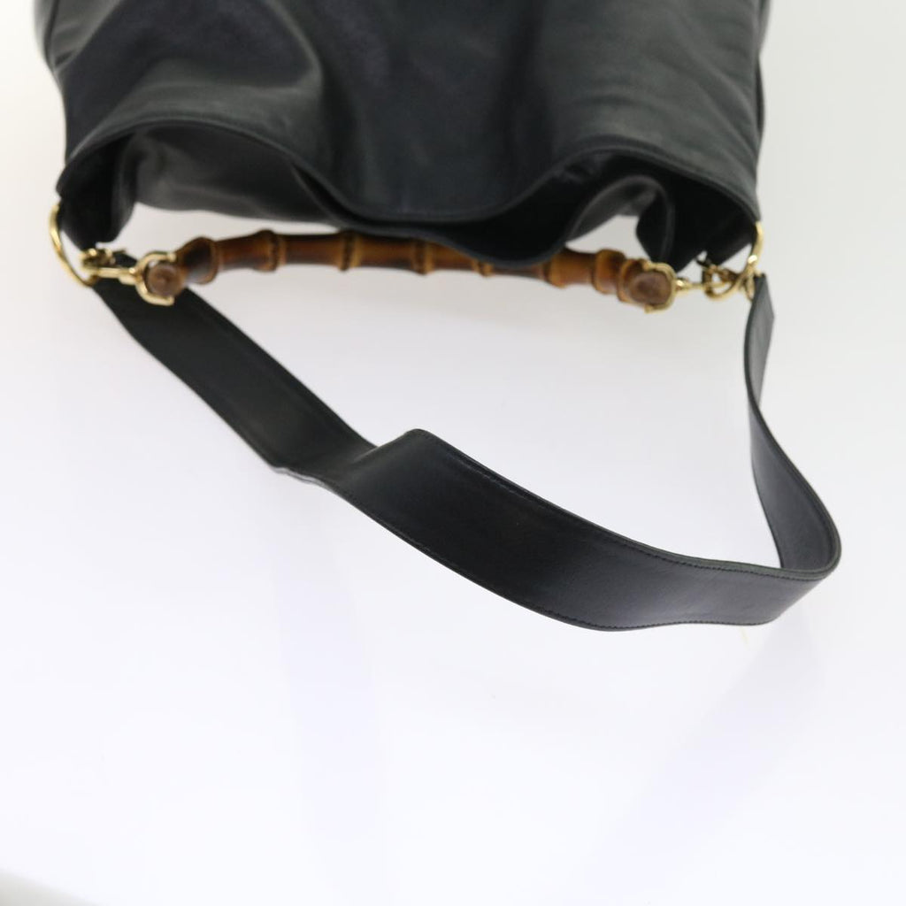GUCCI Bamboo Shoulder Bag Leather 2way Black ac2306