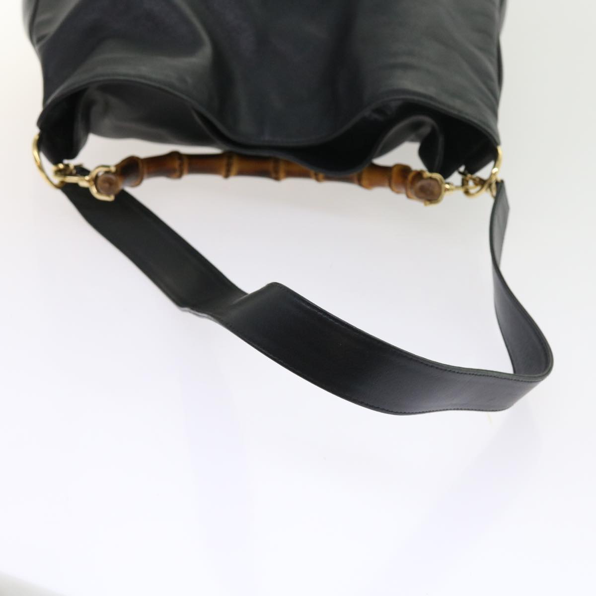 GUCCI Bamboo Shoulder Bag Leather 2way Black ac2306
