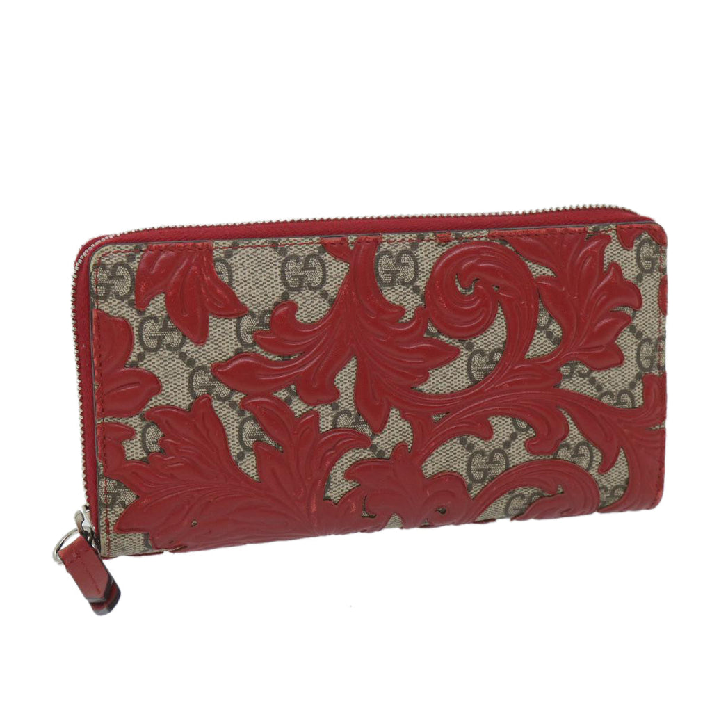 GUCCI GG Supreme Long Wallet PVC Leather Beige Red 410102 ac2308