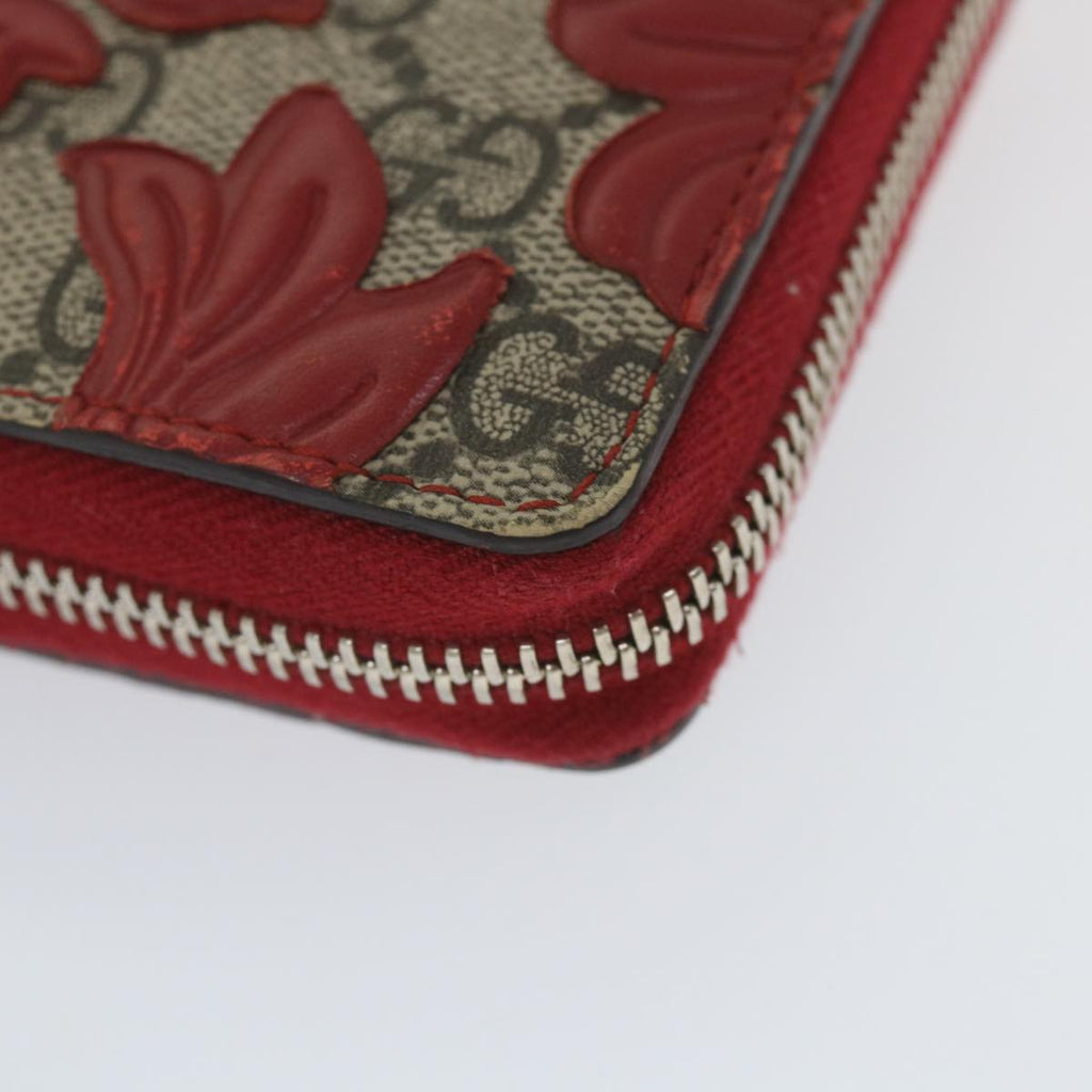 GUCCI GG Supreme Long Wallet PVC Leather Beige Red 410102 ac2308