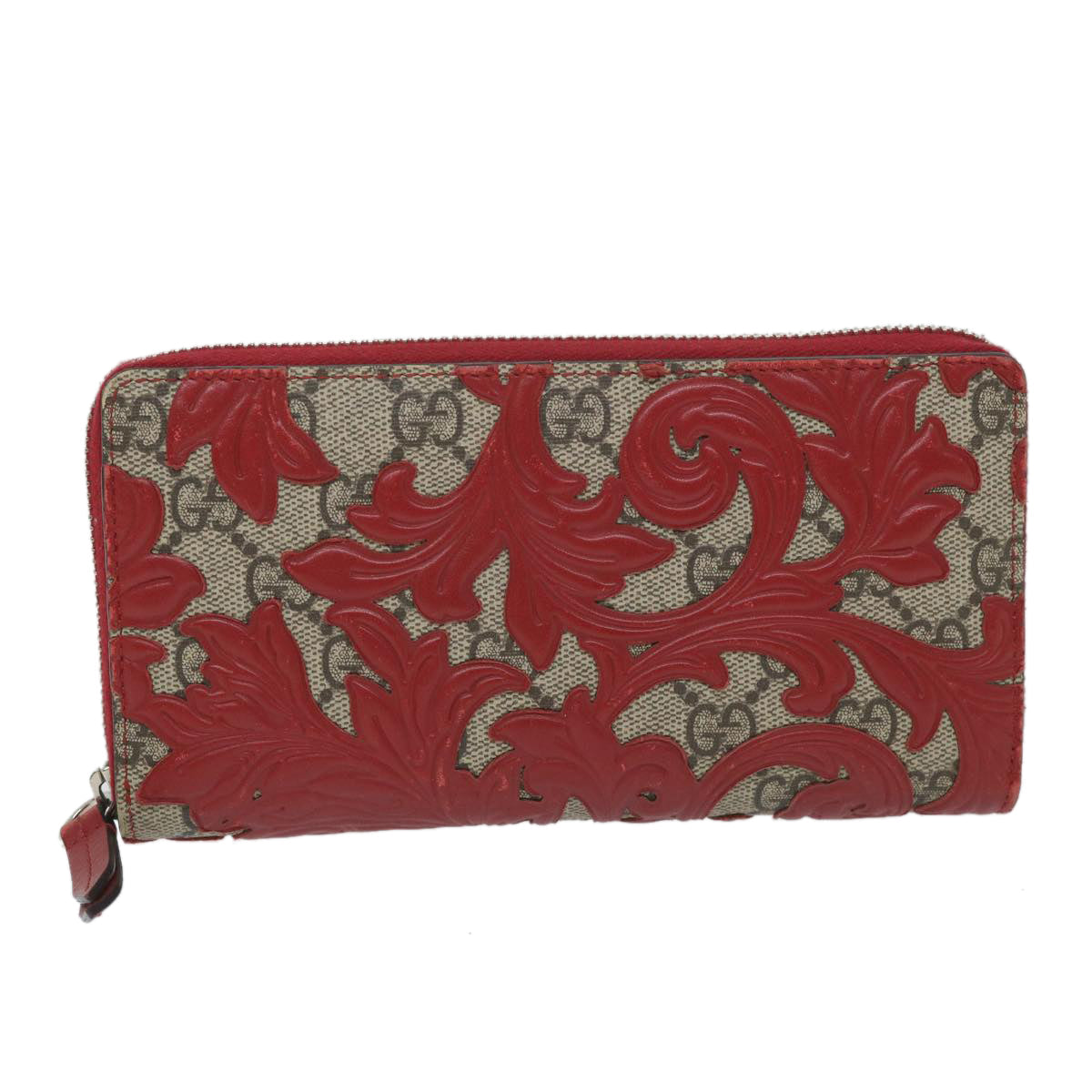GUCCI GG Supreme Long Wallet PVC Leather Beige Red 410102 ac2308