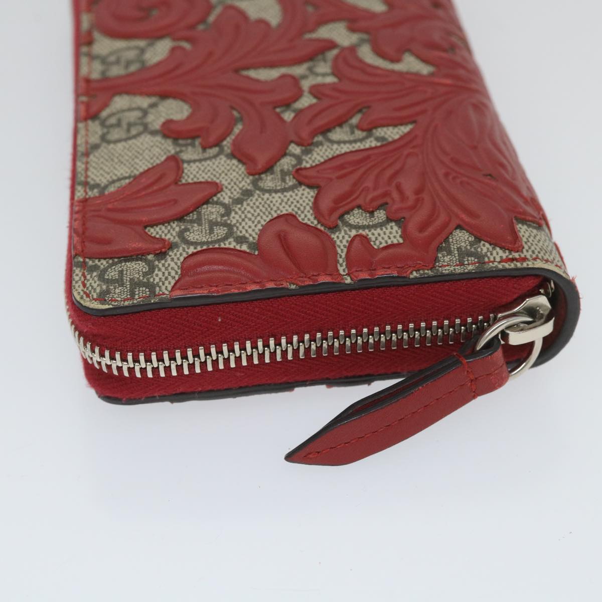 GUCCI GG Supreme Long Wallet PVC Leather Beige Red 410102 ac2308