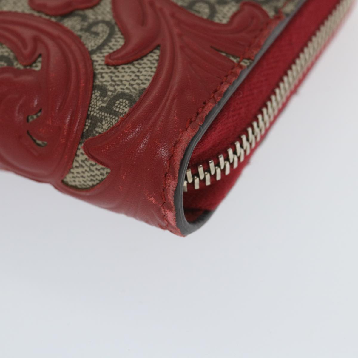 GUCCI GG Supreme Long Wallet PVC Leather Beige Red 410102 ac2308