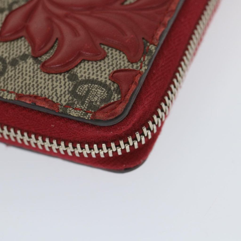 GUCCI GG Supreme Long Wallet PVC Leather Beige Red 410102 ac2308