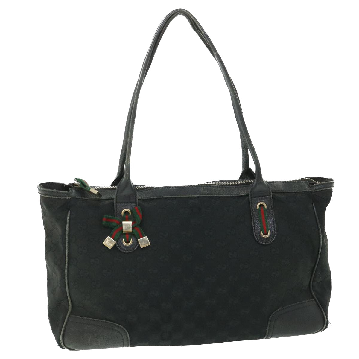 GUCCI GG Canvas Web Sherry Line Shoulder Bag Black Red Green 177052 ac2323