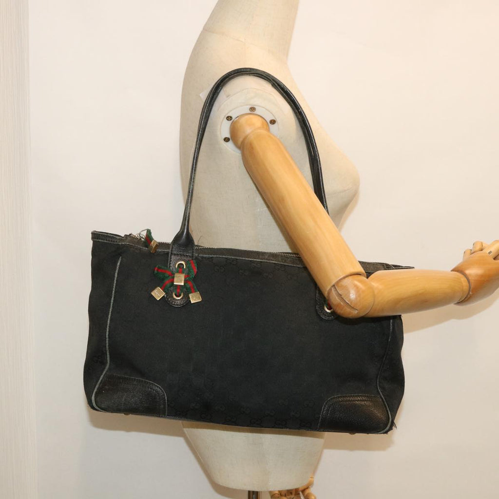 GUCCI GG Canvas Web Sherry Line Shoulder Bag Black Red Green 177052 ac2323