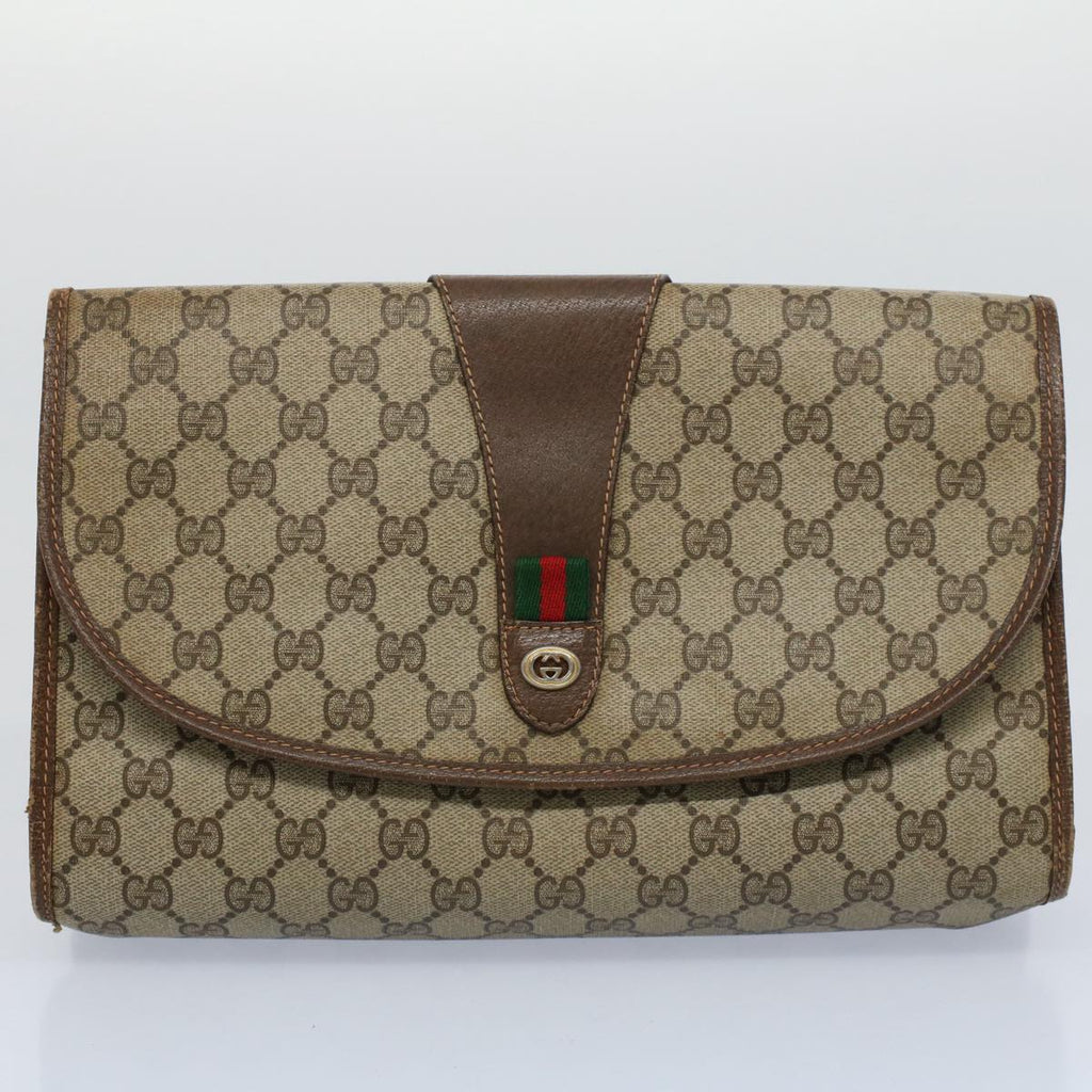 GUCCI GG Supreme Web Sherry Line Clutch Bag 2Set Beige Red Green ac2325