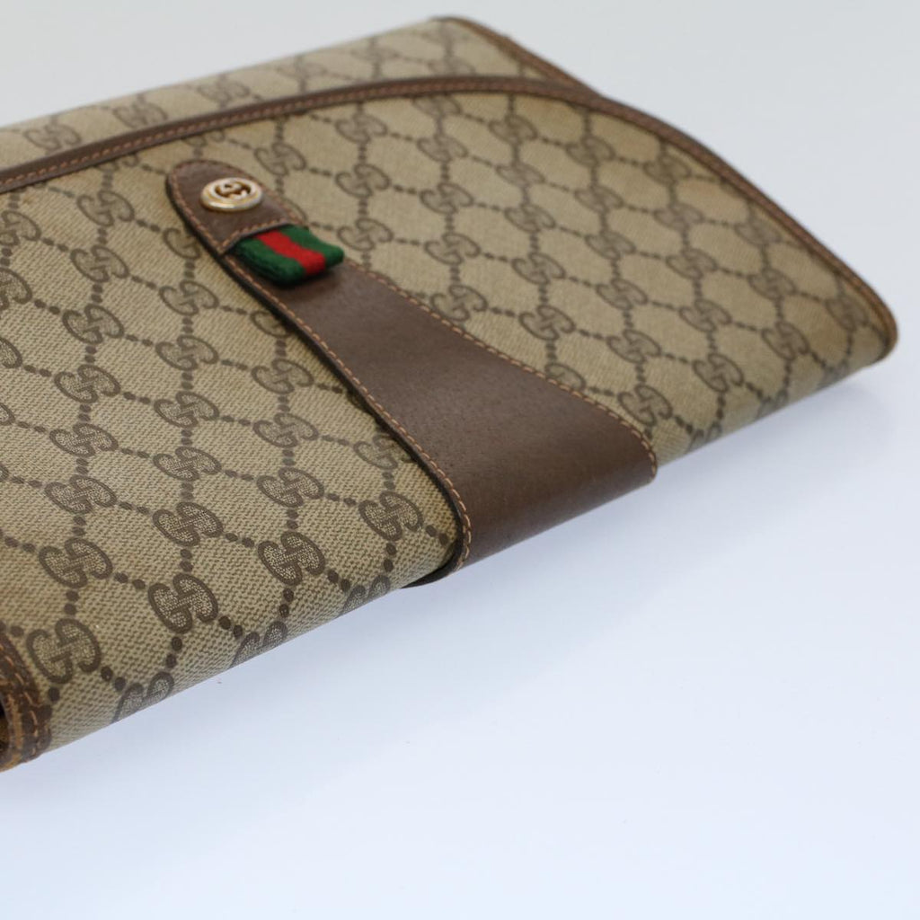 GUCCI GG Supreme Web Sherry Line Clutch Bag 2Set Beige Red Green ac2325